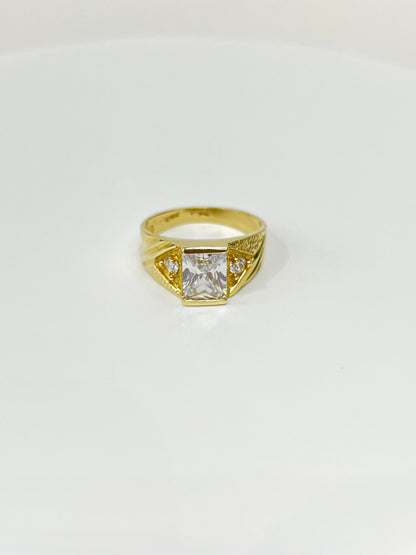 1099-NEW 14K Square Clear Cz Stone Men's Ring