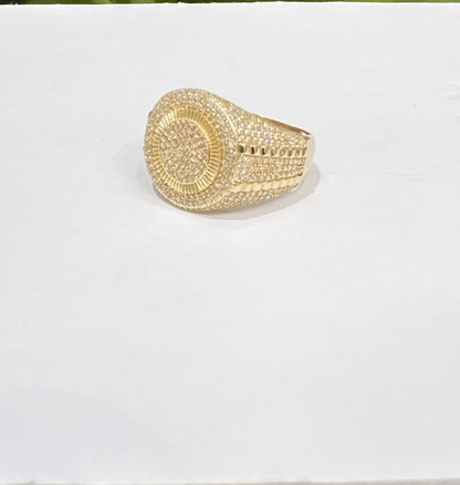 1349- NEW 14K Classic Round Ice Out Men's Ring W.G