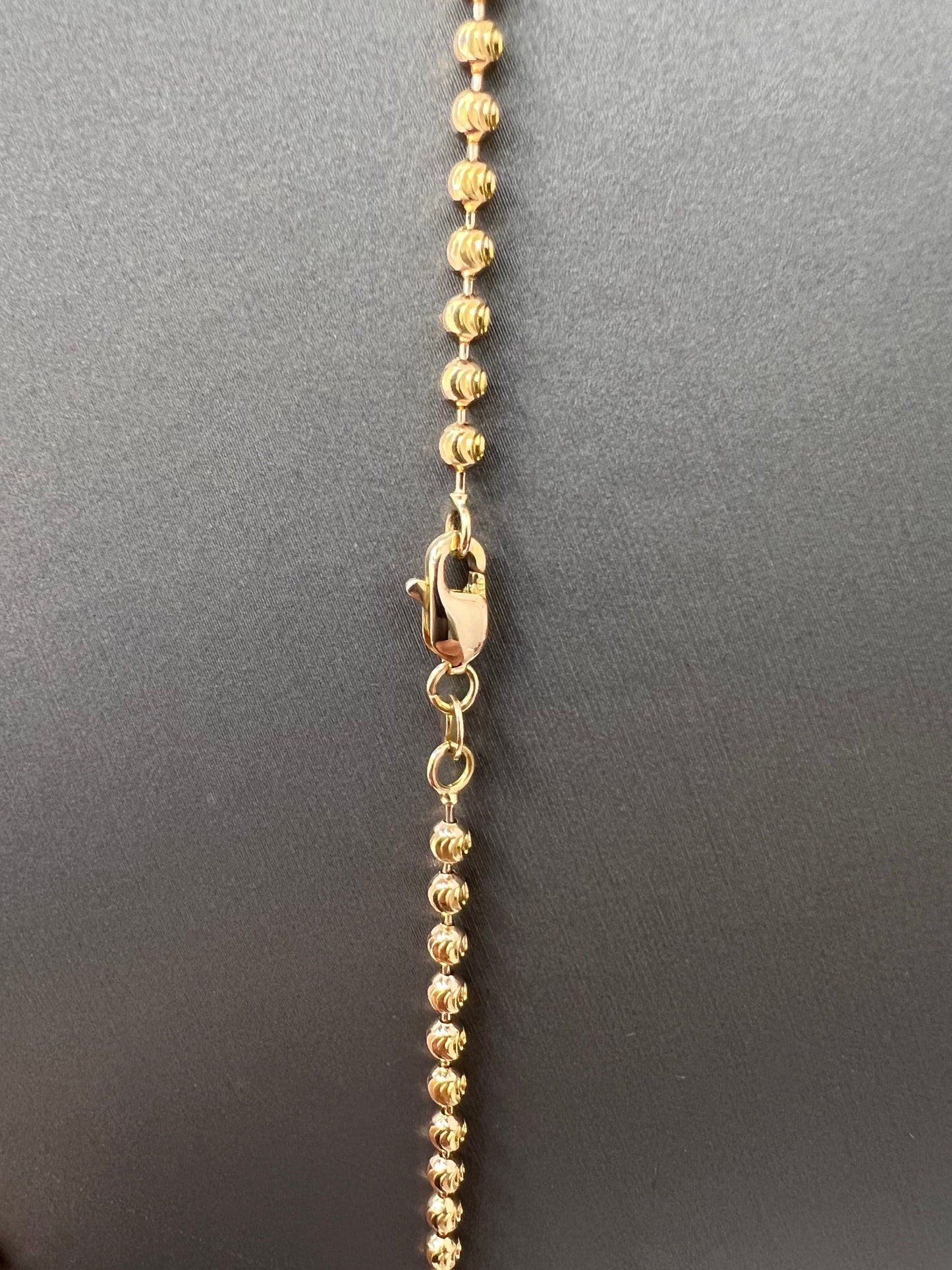 1537-14K Moon Cut Ball Bead Chain Necklace 22" (2.85mm) W.G