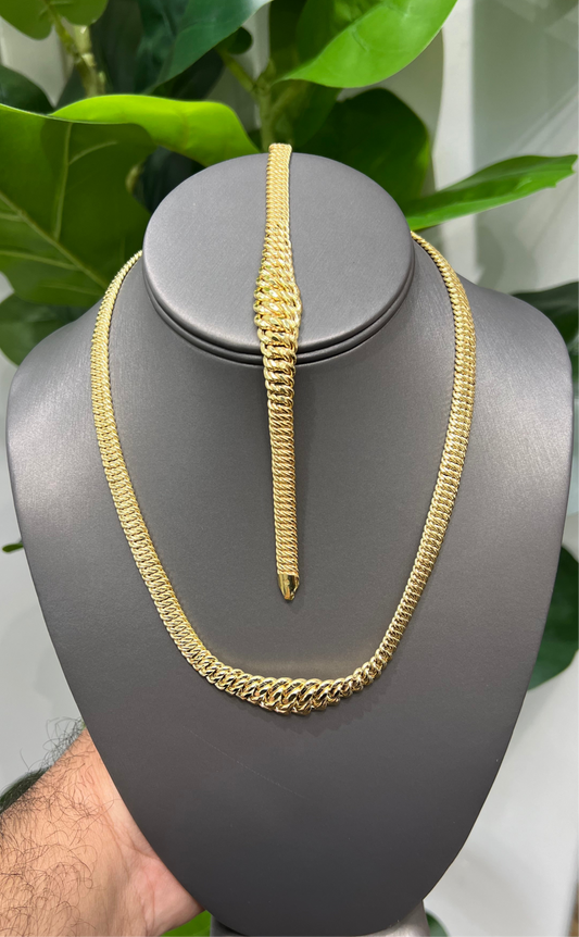 1267- 10K Princess Cut Chain & Bracelet Set / Cadena y Pulsera Corte Princesa