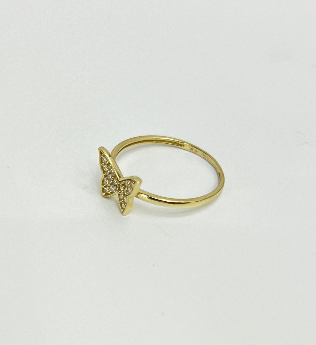 1497- NEW 14K Lightweight Thin Band Butterfly Ring W.G