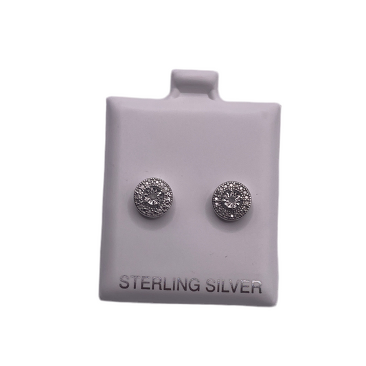 S542- .925 Sterling Silver Halo Stud Earrings