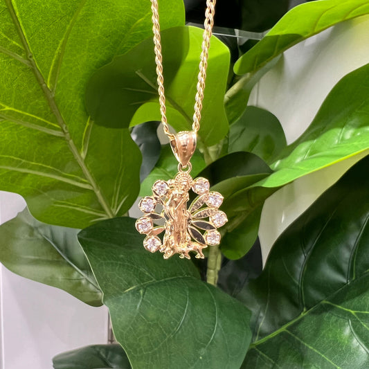 1302-NEW 10K Gold Unisex CZ St. Lazarus Religious Charm Pendant W.G