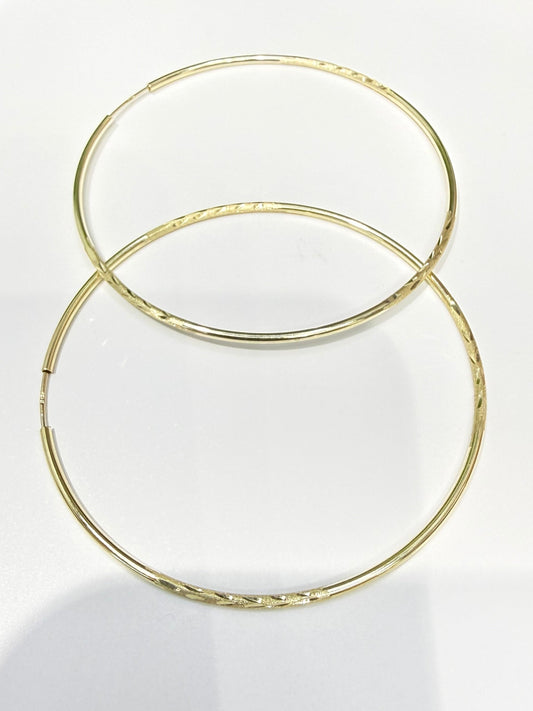 1623- NEW 10k Hollow Hoop Earrings (63x1.8mm) W.G