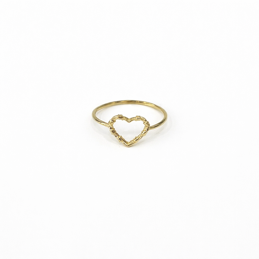 1495- NEW 14K Thin Lightweight Heart Ring W.G