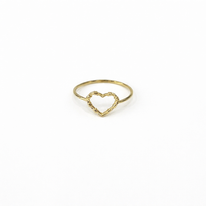 1495- NEW 14K Thin Lightweight Heart Ring W.G