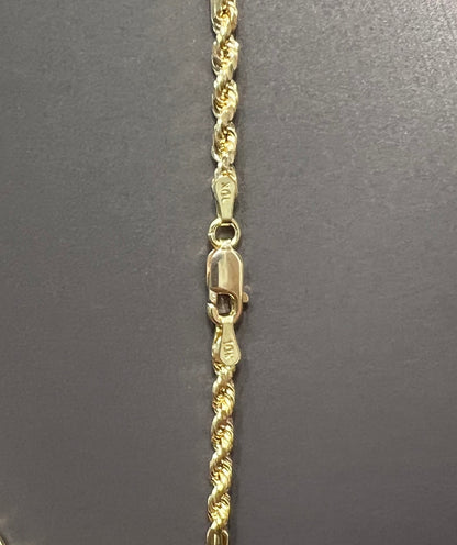 C58- NEW 10K Hollow Milano Chain & Virgin Mary Pendant SET W.G