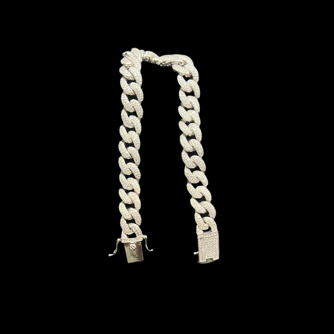 S274- Silver Cuban Link Bracelet 8”