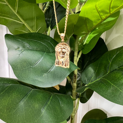 1314- NEW 14K Jesus Face Pendant W.G