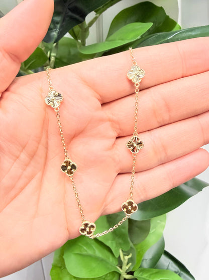 1607- NEW 14K Gold Trebol Necklace 20"+ 1" ext (8mm) W.G