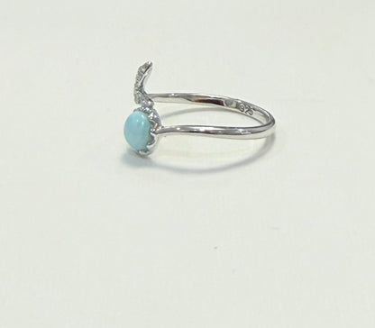 S890- NEW .925 Larimar Mermaid Adjustable Ring (W.G)