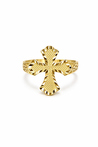 1520- NEW 10K Cross Nugget Fashion Ring W.G