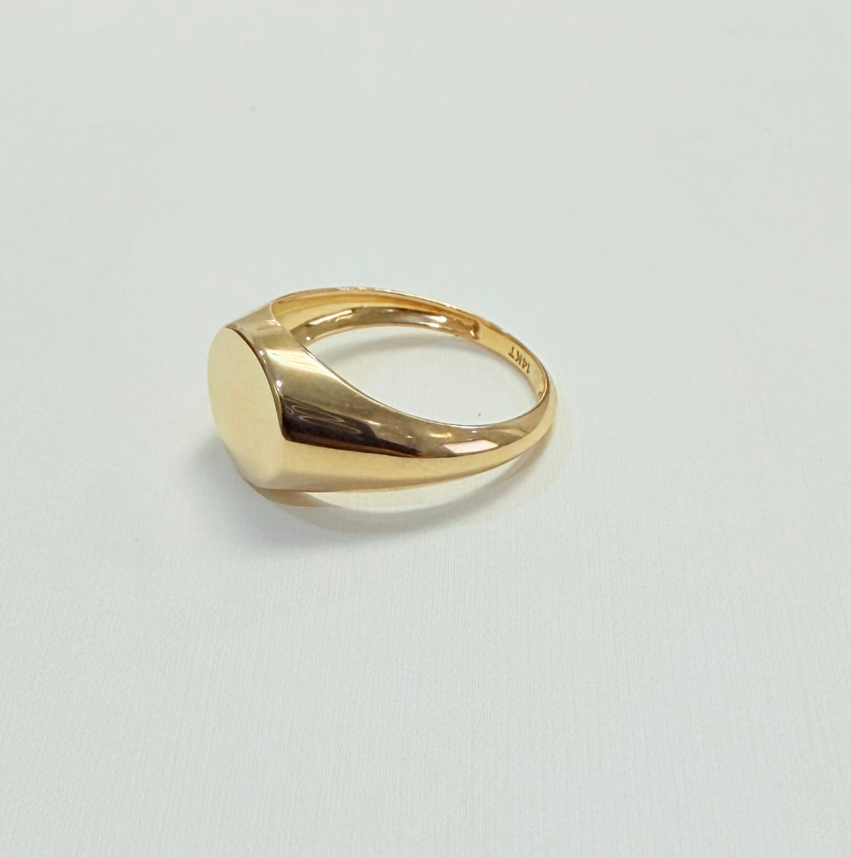 1685- NEW 14K Round Signet Gold Ring W.G