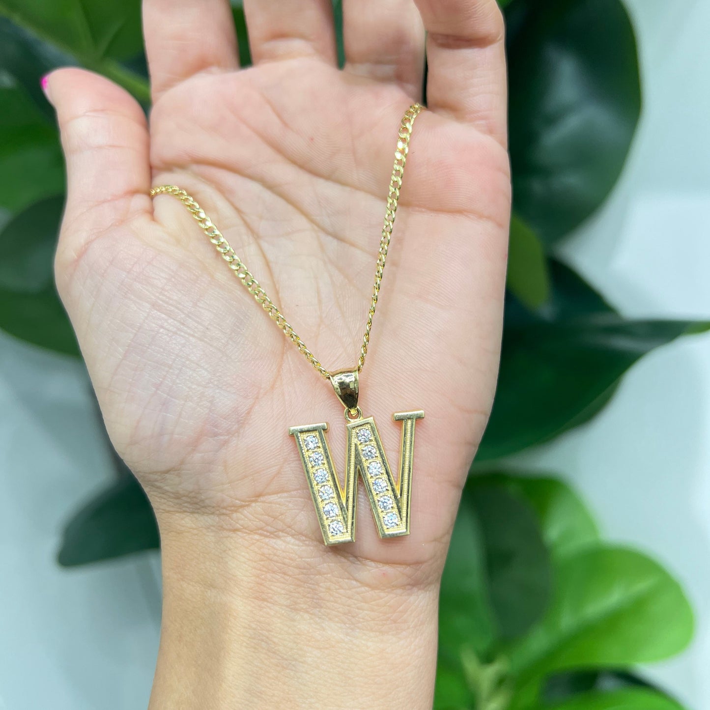 00137- NEW 14K Gold Letter “W” Pendant - (20x17mm) W.G