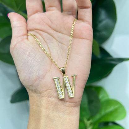 00137- NEW 14K Gold Letter “W” Pendant - (20x17mm) W.G