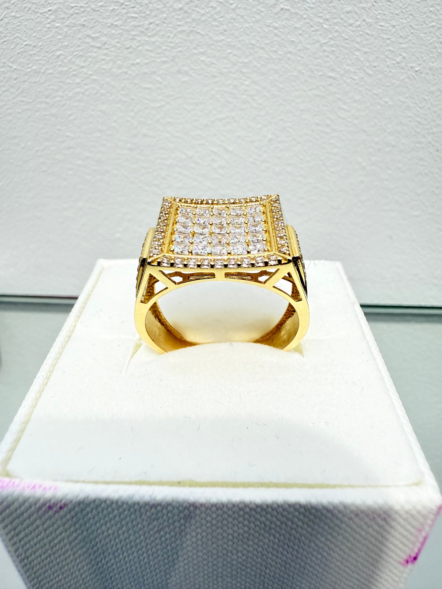 1035-NEW 14K Square Full Cz Men's Ring (W.G)