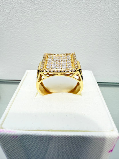 1035-NEW 14K Square Full Cz Men's Ring (W.G)