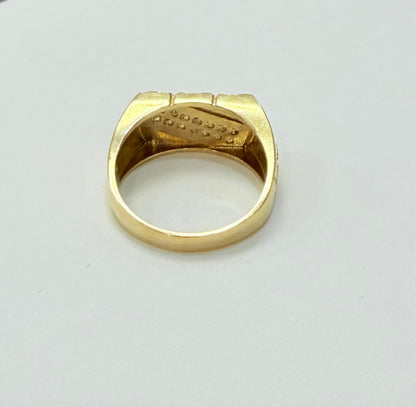 1194- NEW 14K Nugget Ring With Cz Men's Ring W.G