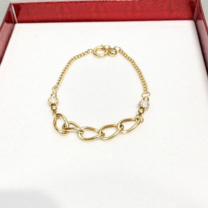 1153- NEW 14K Oval & Cuban Link Bracelet W.G