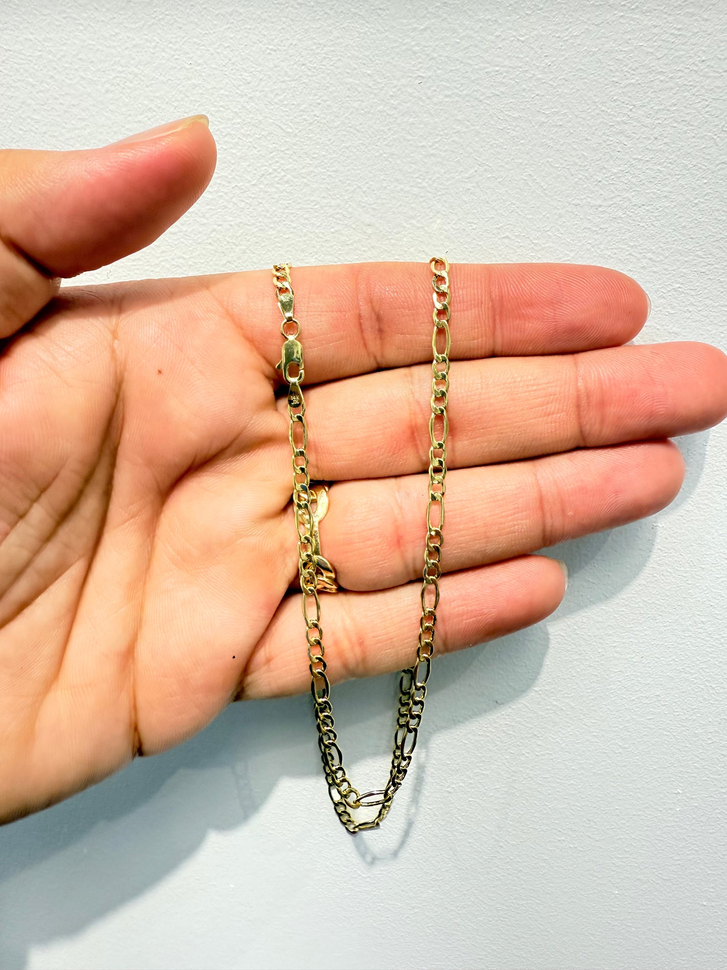 522-NEW  14K Hollow Figaro Chain (3.4mm) W.G