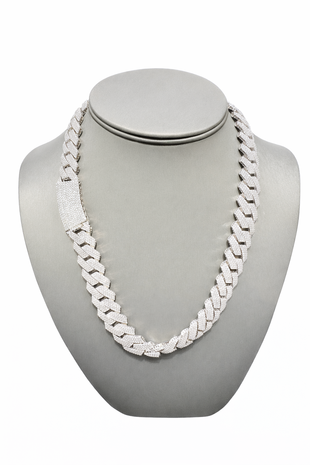 S786- NEW .925 Silver Encrusted Miami Cuban Chain (13mm)W.G