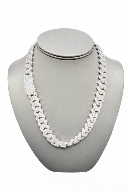 S786- NEW .925 Silver Encrusted Miami Cuban Chain (13mm)W.G