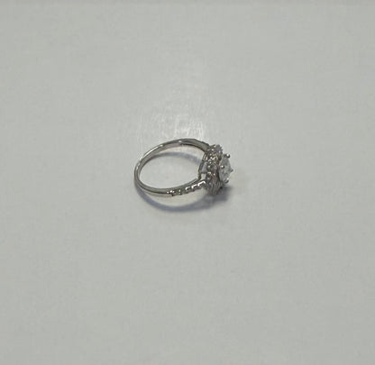 S1141- .925 Sterling Silver Flower Moissanite Ring W.G