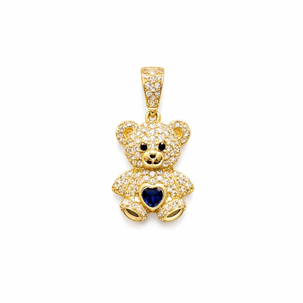 1215- NEW 14K Teddy Bear Gold Pendant W.G