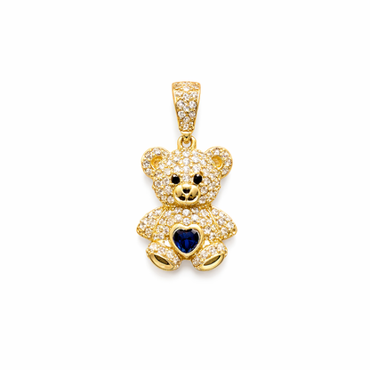 1215- NEW 14K Teddy Bear Gold Pendant W.G