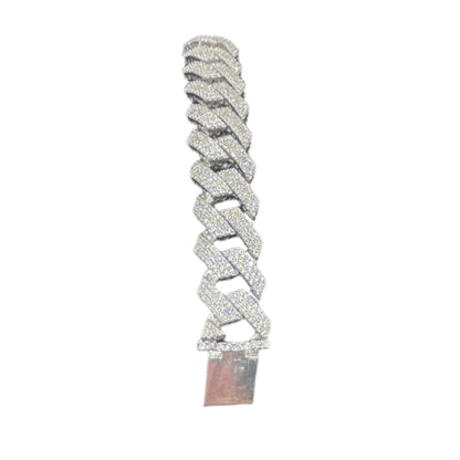 S578- .925 Encrusted Cuban Link Bracelet 8”