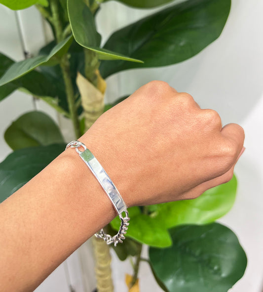 S823- NEW Sterling Silver Miami Cuban ID Bracelet (6.45mm) W.G