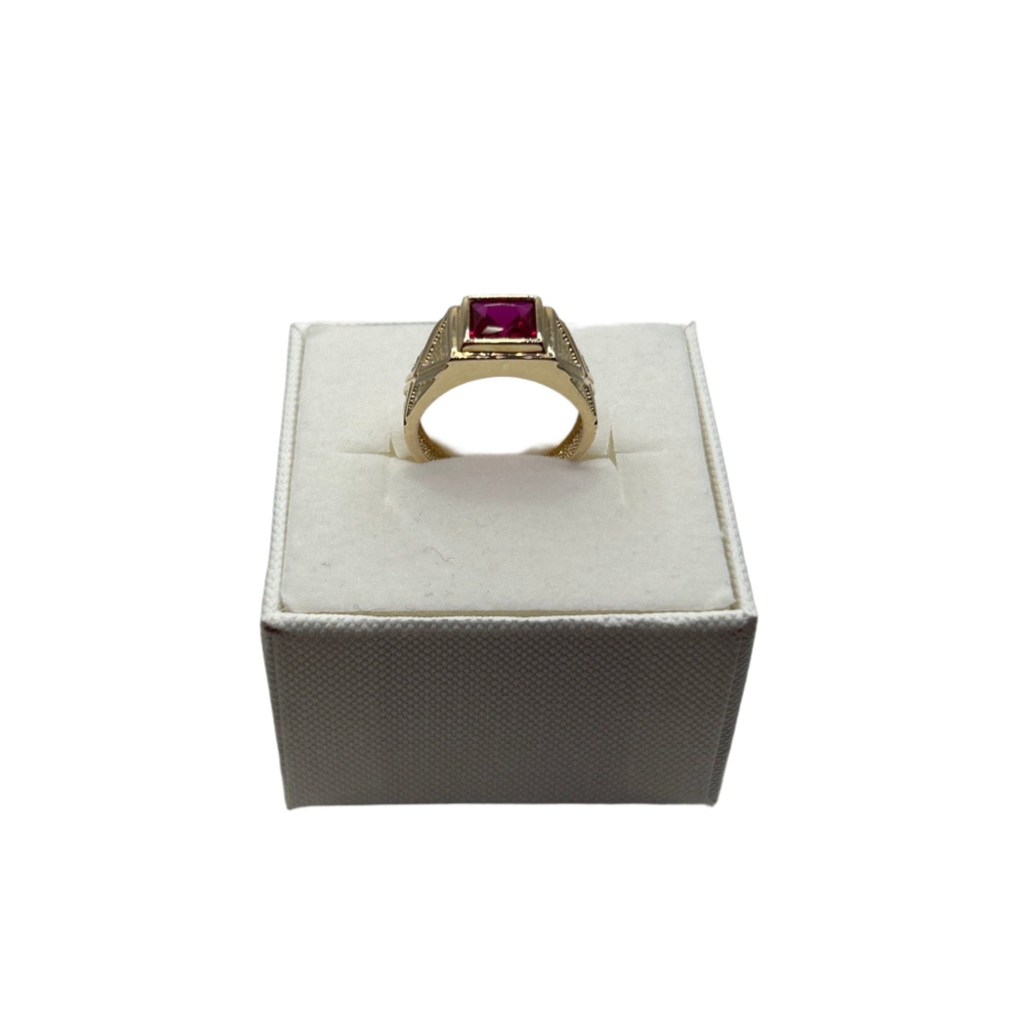 872- NEW 14K Square Red Stone Ring