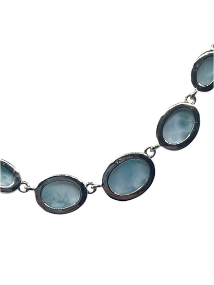 S806- Oval Larimar Necklace 16”