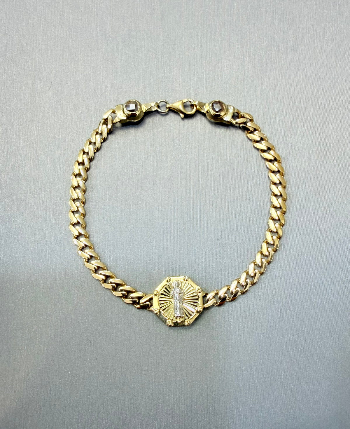 1762- NEW 10K St. Jude Cuban ID Bracelet 7.5"(4.6mm) W.G