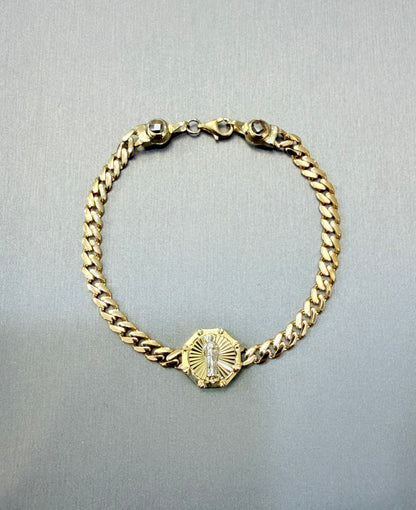 1762- NEW 10K St. Jude Cuban ID Bracelet 7.5"(4.6mm) W.G