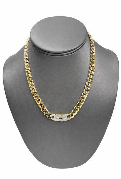 1238- NEW 14K Hollow Cuban Monaci Chain 16” (9mm) W.G