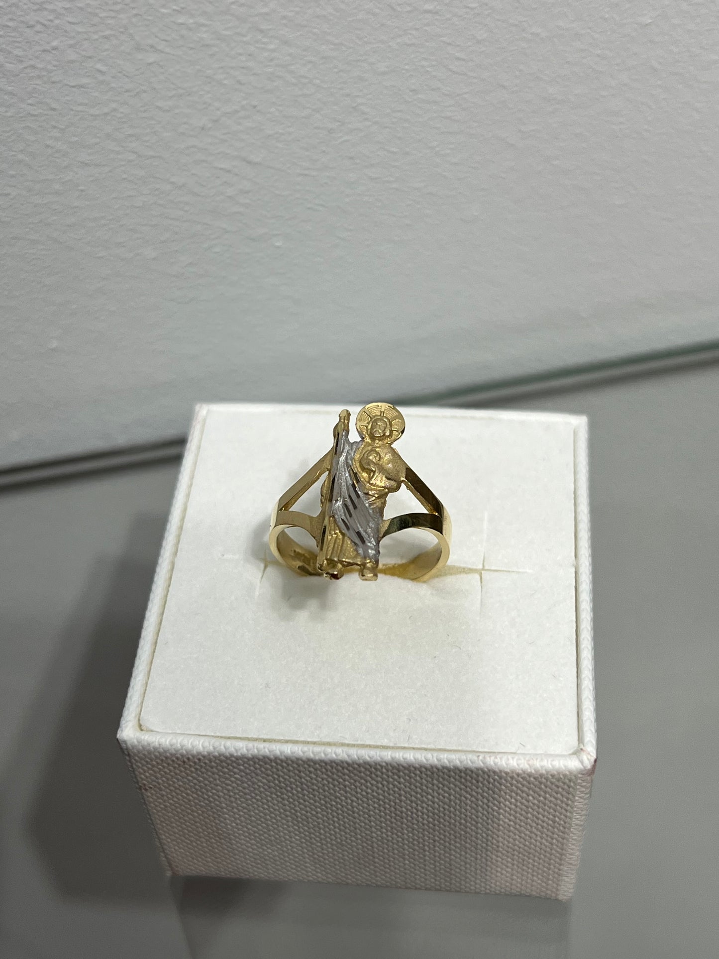 744- NEW 14K St. Jude Gold Ring W.G