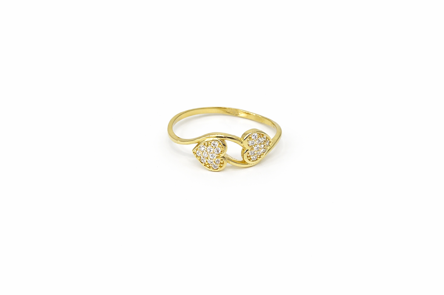 1494- NEW 14K Double Heart Ring W.G