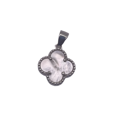 S815- Silver White clover Pendant  10mm