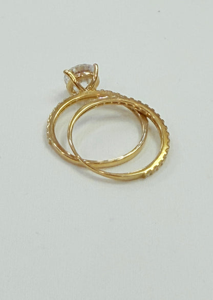 1640- NEW 10K Gold Thin Wedding Ring Set W.G