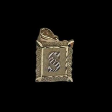 00123- NEW 14K Letter “S” Square Pendant (W.G)