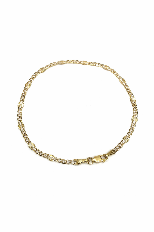 1592- NEW 14K Cuban Curb Valentino Bracelet 7 1/4"(2.4/3mm) W.G