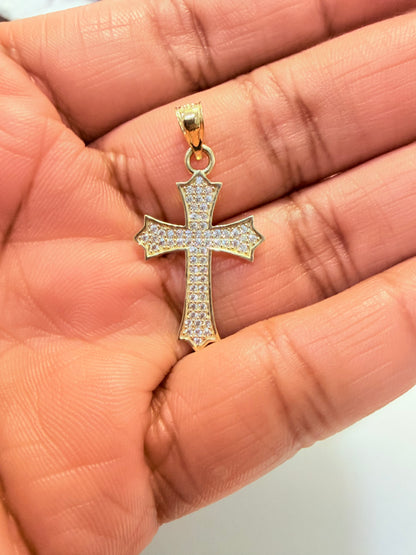 1731- NEW 10K Gold Full CZ Cross Pendant W.G