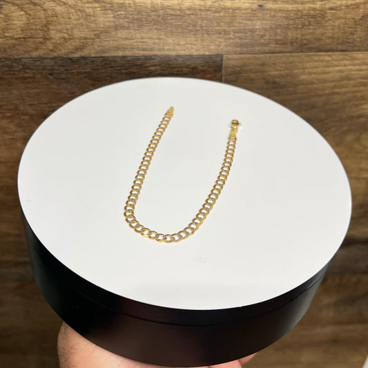 1290-NEW 14K Solid Cuban Curb Bracelet Two Tone (4.7mm) W.G