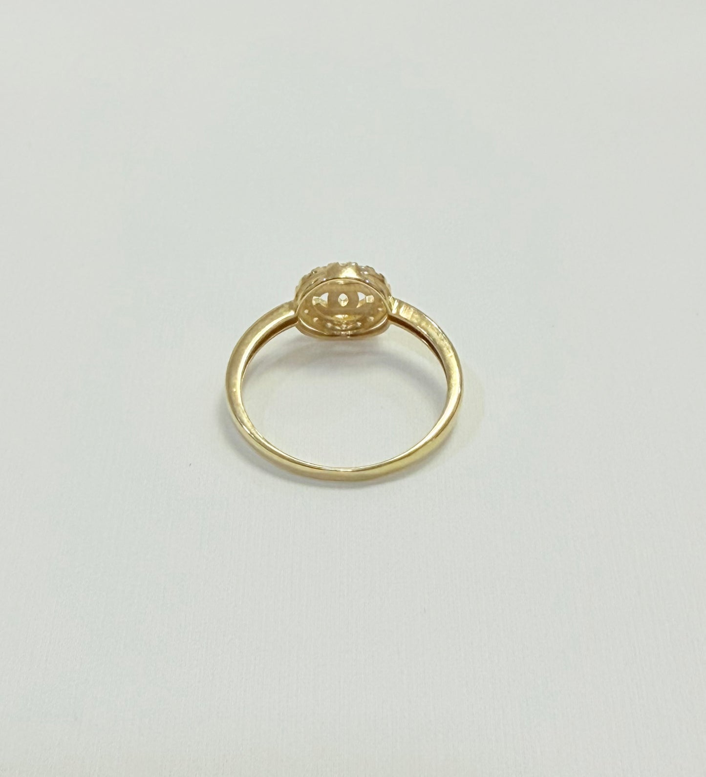 1679- NEW 14K Gold Double-C Halo Ring W.G