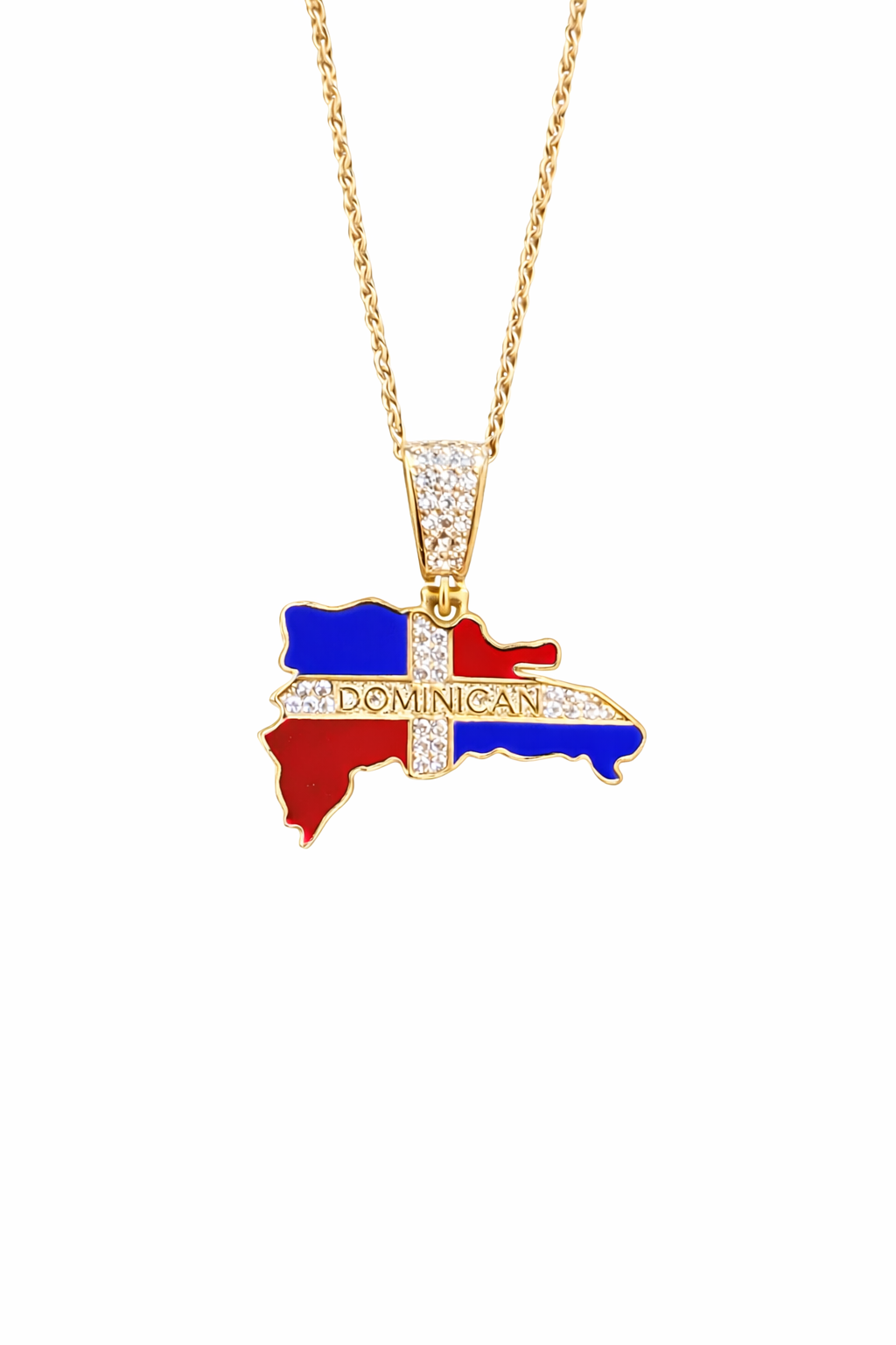 1359- NEW 14K Dominican Republic Map Pendant W.G