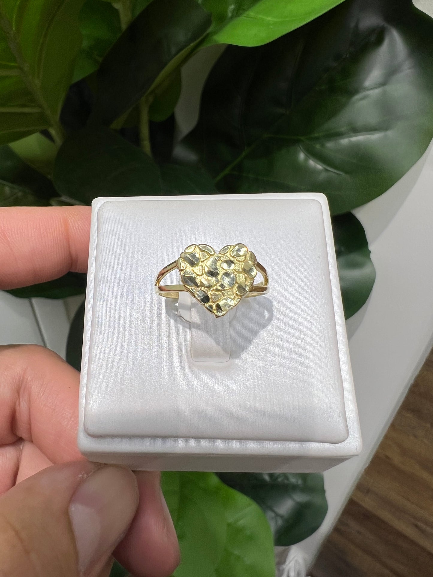932- NEW 14K Heart Shaped Nugget Ring W.G