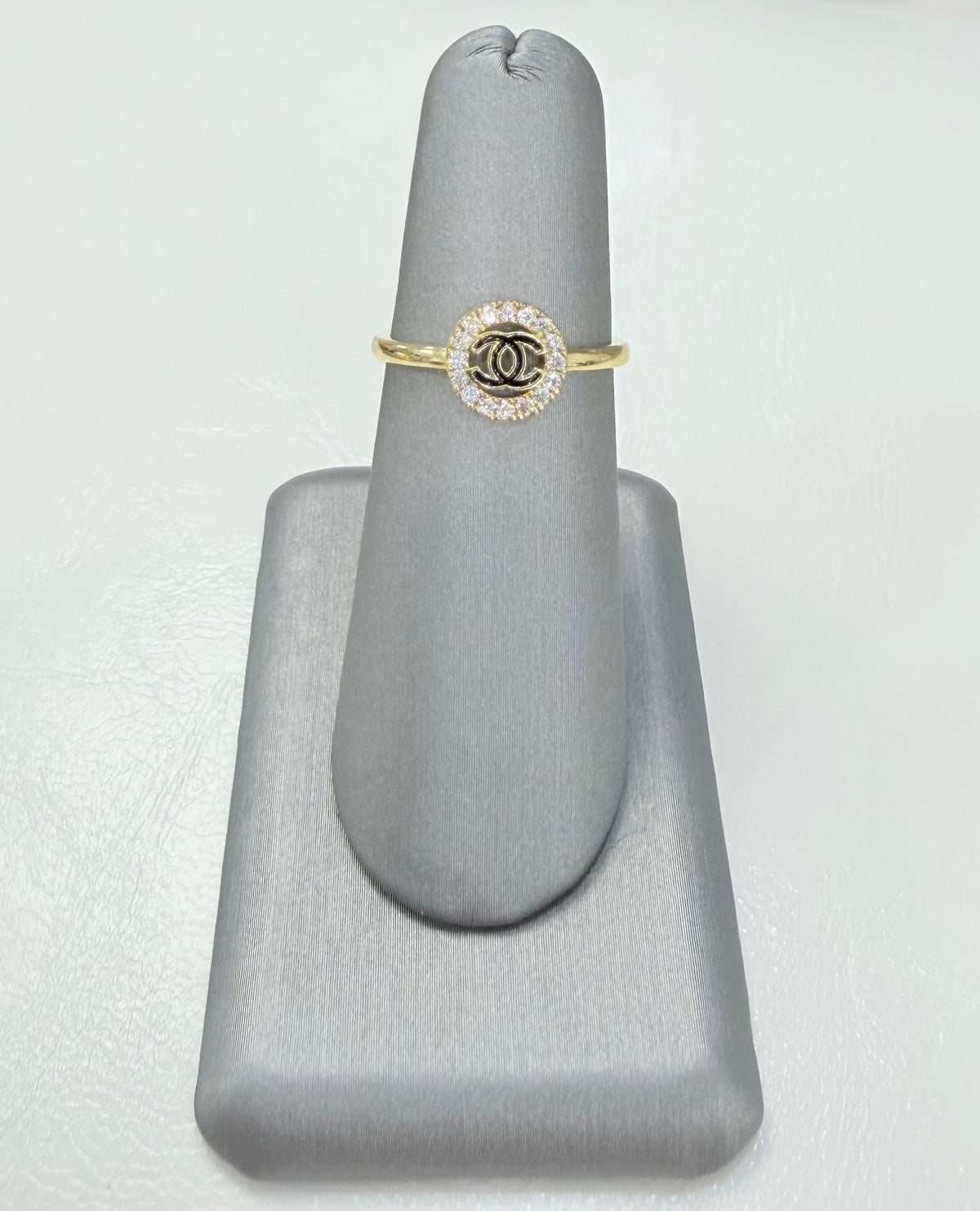 1679- NEW 14K Gold Double-C Halo Ring W.G