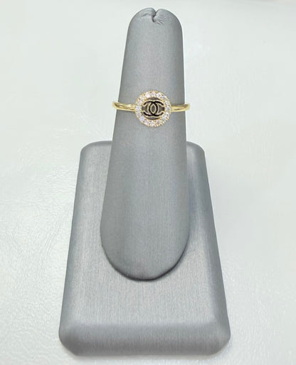 1679- NEW 14K Gold Double-C Halo Ring W.G