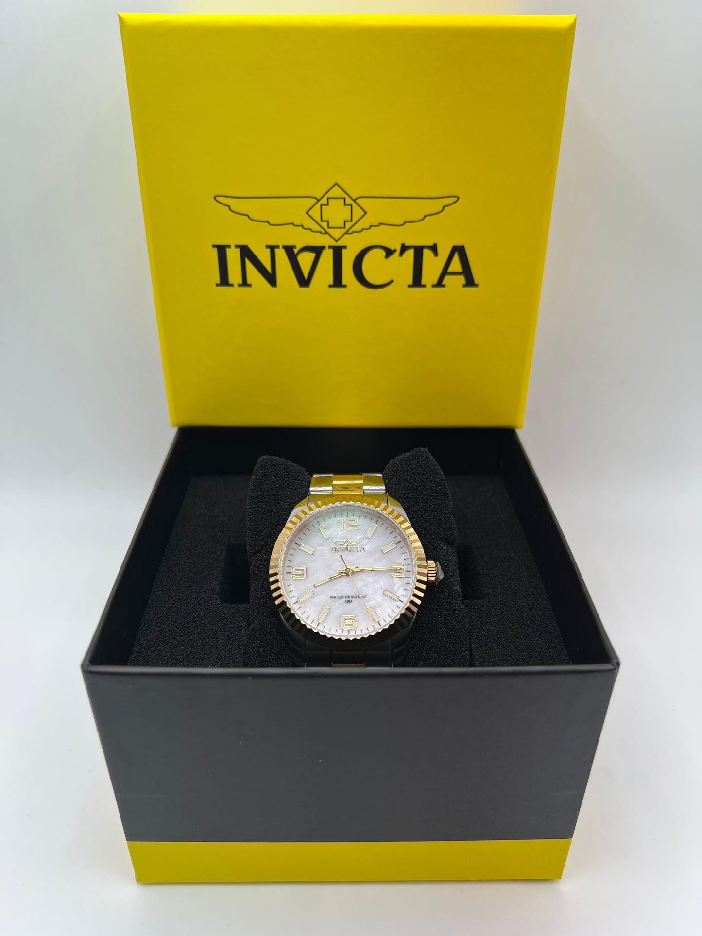R49- Invicta Specialty Unisex Mother of Pearl Dial Color Gold & Silver